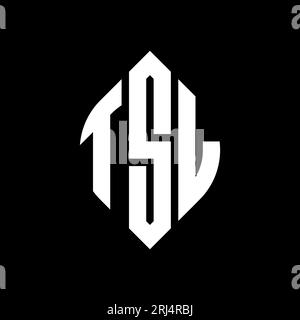 Logo TSL a forma di lettera circolare con forma circolare ed ellisse. Lettere di ellisse TSL con stile tipografico. Le tre iniziali formano un logo circolare. TSL ci Illustrazione Vettoriale