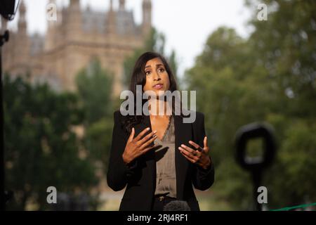 Londra, Inghilterra, Regno Unito. 21 agosto 2023. Il Ministro per i bambini, le famiglie e il benessere CLAIRE COUTINHO è presente a Westminster durante il turno mattutino dei media. (Immagine di credito: © Tayfun salci/ZUMA Press Wire) SOLO USO EDITORIALE! Non per USO commerciale! Foto Stock