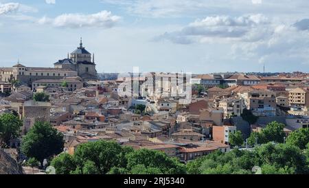 Una vista aerea del paesaggio urbano di Toledo in Spagna Foto Stock