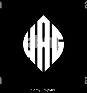 Logo a forma di lettera circolare con forma circolare ed ellisse. SCAMBIA le lettere ellittiche con stile tipografico. Le tre iniziali formano un logo circolare. WAG ci Illustrazione Vettoriale