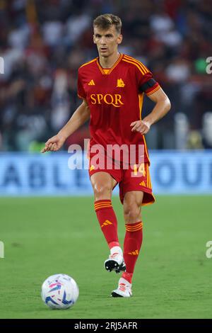 Roma, Italie. 20 agosto 2023. Diego Llorente della Roma in azione durante il campionato italiano di serie A partita tra AS Roma e US Salernitana 1919 il 20 agosto 2023 allo Stadio Olimpico di Roma, Italia - foto Federico Proietti/DPPI Credit: DPPI Media/Alamy Live News Foto Stock