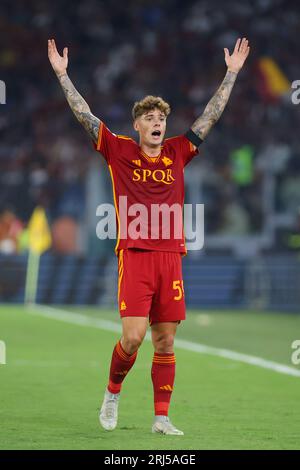 Roma, Italie. 20 agosto 2023. Nicola Zalewski di Roma reagisce durante il campionato italiano di serie A partita di calcio tra AS Roma e US Salernitana 1919 il 20 agosto 2023 allo Stadio Olimpico di Roma, Italia - foto Federico Proietti/DPPI Credit: DPPI Media/Alamy Live News Foto Stock