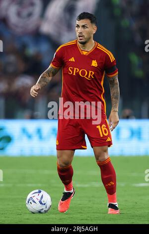 Roma, Italie. 20 agosto 2023. Leandro Paredes di Roma in azione durante il campionato italiano di serie A partita di calcio tra AS Roma e US Salernitana 1919 il 20 agosto 2023 allo Stadio Olimpico di Roma, Italia - foto Federico Proietti/DPPI Credit: DPPI Media/Alamy Live News Foto Stock