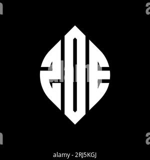 Logo con lettera circolare ZDE con forma circolare ed ellisse. Lettere di ellisse ZDE con stile tipografico. Le tre iniziali formano un logo circolare. ZDE ci Illustrazione Vettoriale