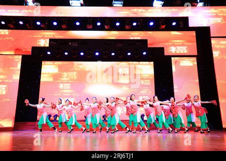 Contea di Luannan - 24 gennaio 2019: Spettacolo di danza per bambini al Gala del Festival di primavera, contea di Luannan, provincia di Hebei, Cina Foto Stock