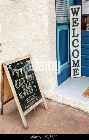 Augusta Georgia, Cotton Bug Bakery, lavagna di benvenuto, esterno, ingresso anteriore dell'edificio, cartello informativo, promozione, pubblicità Foto Stock