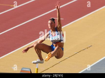 Budapest, Ungheria. 20 agosto 2023. Ivana VULETA della SRB Final LONG JUMP WOMEN durante i Campionati del mondo di atletica leggera 2023 il 20 agosto 2023 al Nemzeti Atletikai Kozpont di Budapest, Ungheria. Foto di Laurent Lairys/ABACAPRESS.COM Credit: Abaca Press/Alamy Live News Foto Stock