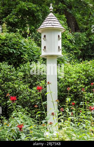 Charlotte North Carolina,Myers Park,The Duke Mansion,birdhouse grounds garden landscaping Foto Stock