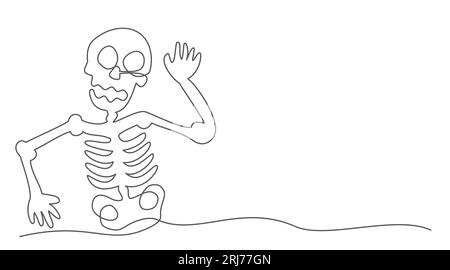 Scheletro disegno di una linea isolato su sfondo bianco Illustrazione Vettoriale