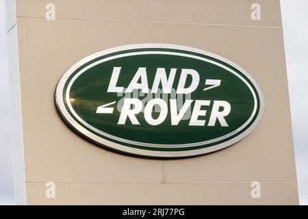 Segni e simboli, un logo Landrover. Foto Stock