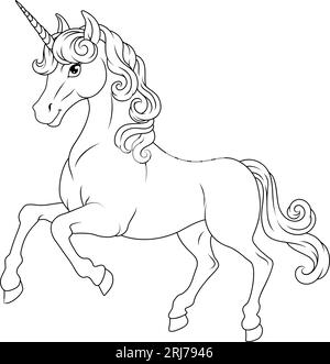 Unicorn Horn Horse Cartoon Mascot di Myth Illustrazione Vettoriale