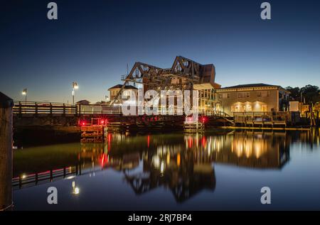 Mystic River ponte mobile   Mystic, Connecticut, Stati Uniti d'America Foto Stock