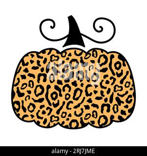 Illustrazione decorativa della zucca leopardata con ghepardo Illustrazione Vettoriale