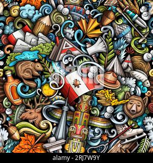 Cartoon Doodles Canada modello senza cuciture Illustrazione Vettoriale