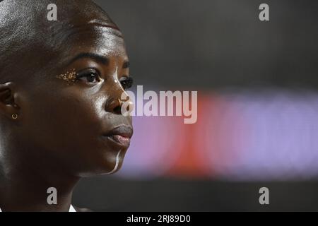 Budapest, Ungheria. 21 agosto 2023. Belga Cynthia Bolingo Mbongo nella foto durante le semifinali femminili dei 400 m ai Campionati mondiali di atletica leggera di Budapest, in Ungheria, lunedì 21 agosto 2023. I Mondi si svolgeranno dal 19 al 27 agosto 2023. BELGA PHOTO ERIC LALMAND Credit: Belga News Agency/Alamy Live News Foto Stock