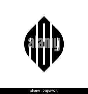 Logo a forma di lettera circolare con forma circolare ed ellisse. E lettere ellittiche con stile tipografico. Le tre iniziali formano un logo circolare. ABD ci Illustrazione Vettoriale
