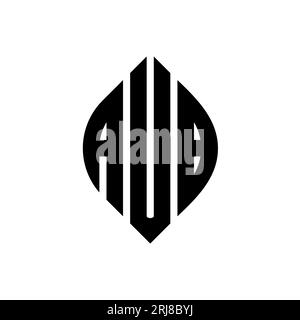 Logo AUB a lettera circolare con forma circolare ed ellisse. Lettere di ellisse AUB con stile tipografico. Le tre iniziali formano un logo circolare. AUB ci Illustrazione Vettoriale