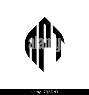 Logo APT Circle Letter con forma circolare ed ellisse. APT lettere ellittiche con stile tipografico. Le tre iniziali formano un logo circolare. APT ci Illustrazione Vettoriale