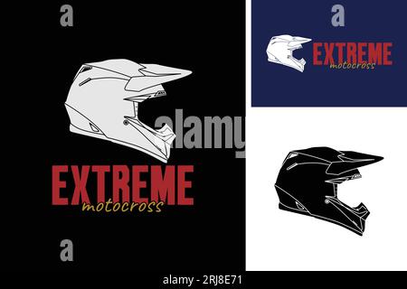 Casco Extreme Motocross con logo e casco Motocross Rider Rally con simbolo di ispirazione Vector Illustrazione Vettoriale