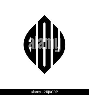 Logo con lettera circolare BBU con forma circolare ed ellisse. Lettere di ellisse BBU con stile tipografico. Le tre iniziali formano un logo circolare. BBU ci Illustrazione Vettoriale