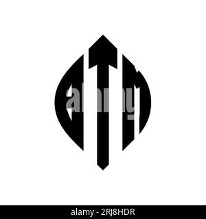Logo BTM a forma di lettera circolare con forma circolare ed ellisse. Lettere ellittiche BTM con stile tipografico. Le tre iniziali formano un logo circolare. BTM ci Illustrazione Vettoriale