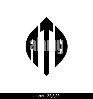 Logo ATB con lettera circolare e forma a forma di cerchio ed ellisse. Lettere di ellisse ATB con stile tipografico. Le tre iniziali formano un logo circolare. ATB ci Illustrazione Vettoriale
