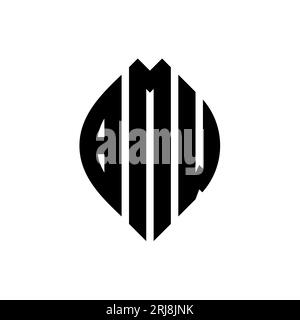 Logo BMW a forma di lettera circolare con forma circolare ed ellisse. Lettere a ellisse BMW con stile tipografico. Le tre iniziali formano un logo circolare. BMW ci Illustrazione Vettoriale