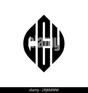 Logo con lettera circolare CEV con forma circolare ed ellisse. Lettere ellittiche CEV con stile tipografico. Le tre iniziali formano un logo circolare. CEV ci Illustrazione Vettoriale