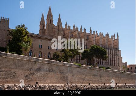 Palma di Maiorca, Spagna - 28 luglio 2023: Splendida cattedrale gotica di Santa Maria de Majorica a Palma. Foto Stock