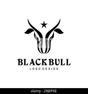 Logo Taurus ispirato al design, logo semplice Longhorn Bull Cow Cattle Head Toro Illustrazione Vettoriale