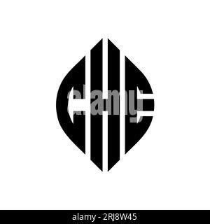 Logo A forma di lettera circolare con forma circolare ed ellisse. CHE ellisse lettere con stile tipografico. Le tre iniziali formano un logo circolare. CHE ci Illustrazione Vettoriale