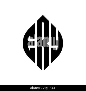 Logo a lettera circolare con forma circolare ed ellisse. Lettere ellittiche con stile tipografico. Le tre iniziali formano un logo circolare. ERY ci Illustrazione Vettoriale