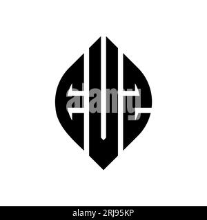 Logo EVZ a lettera circolare con forma circolare ed ellisse. Lettere ellittiche EVZ con stile tipografico. Le tre iniziali formano un logo circolare. EVZ ci Illustrazione Vettoriale