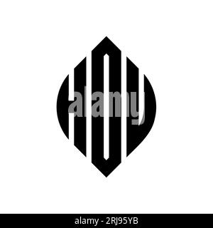 Logo HDU a lettera circolare con forma circolare ed ellisse. Lettere di ellisse HDU con stile tipografico. Le tre iniziali formano un logo circolare. HDU ci Illustrazione Vettoriale