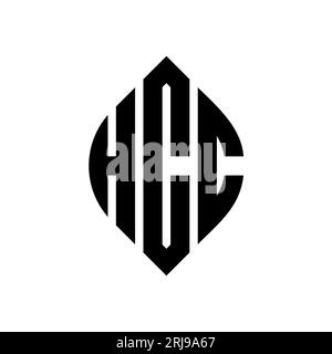 Logo HCC a lettera circolare con forma circolare ed ellisse. Lettere di ellisse HCC con stile tipografico. Le tre iniziali formano un logo circolare. HCC ci Illustrazione Vettoriale
