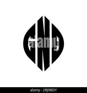 Logo GNB con lettera circolare e forma a cerchio e a ellisse. Lettere di ellisse GNB con stile tipografico. Le tre iniziali formano un logo circolare. GNB ci Illustrazione Vettoriale