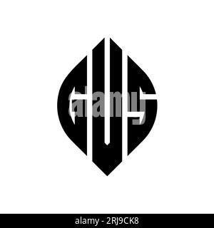 Logo GVS a forma di lettera circolare con forma circolare ed ellisse. Lettere ellittiche GVS con stile tipografico. Le tre iniziali formano un logo circolare. GVS ci Illustrazione Vettoriale