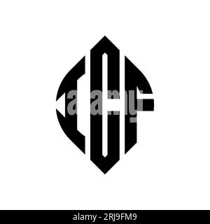 Logo ICF con lettera circolare e forma a cerchio ed ellisse. Lettere di ellisse ICF con stile tipografico. Le tre iniziali formano un logo circolare. ICF ci Illustrazione Vettoriale