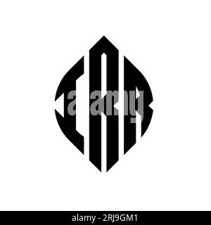 Logo con lettera circolare IRR con forma circolare ed ellisse. Lettere di ellisse IRR con stile tipografico. Le tre iniziali formano un logo circolare. IRR ci Illustrazione Vettoriale