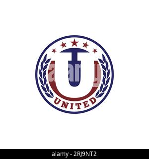 Sigillo concettuale Letter U, logo United o Unity Illustrazione Vettoriale