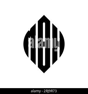 Logo con lettera circolare MBX con forma circolare ed ellisse. Lettere di ellisse MBX con stile tipografico. Le tre iniziali formano un logo circolare. MBX ci Illustrazione Vettoriale