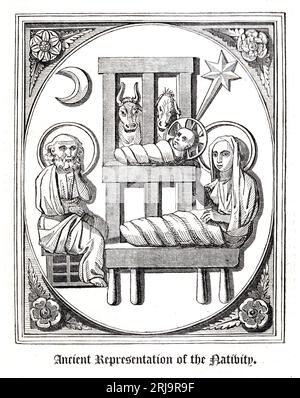 The Every-Day Book, William Hone (Londra, 1826) P.1610 - Ancient Representation of the Nativity Foto Stock
