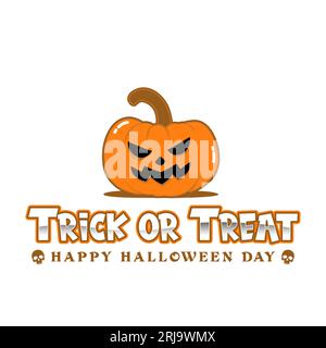 Trick or treat testo con Scary Pumpkin Vector Design, Trick or Treat Typography per Halloween Day Illustrazione Vettoriale