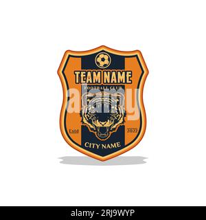 Logo Football Club con disegno vettoriale Tiger Head Illustration Illustrazione Vettoriale