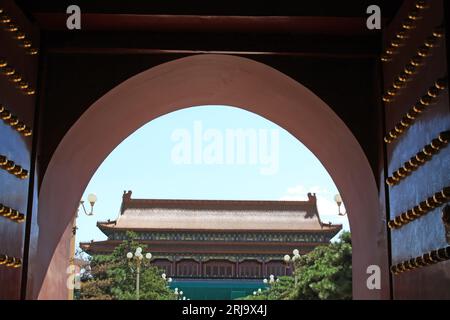 Paesaggio della città proibita di Pechino in Cina, primo piano della foto Foto Stock