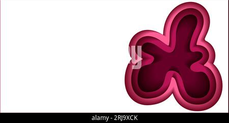 Sfondo con motivo ondulato astratto rosa. Stile cartaceo. Design di modelli per poster, striscioni, volantini e opuscoli. Illustrazione Vettoriale