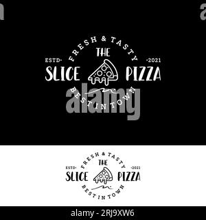 Logo Pizzeria con ispirazione Simple Pizza Slice Design Illustrazione Vettoriale