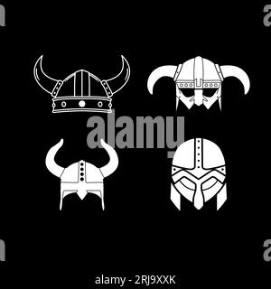 Ispirazione per il design dell'icona con logo Viking Armor Helmet Set Illustrazione Vettoriale