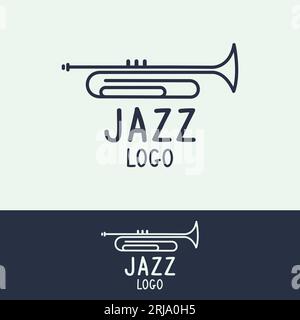 Logo Simple Trumpet per l'ispirazione del design del Jazz Festival Illustrazione Vettoriale