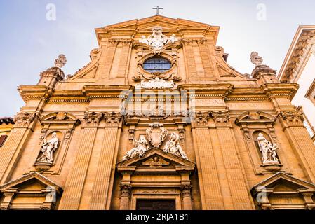 The front facade of the Santi Michele e Gaetano, Florence, Italy Stock Photo